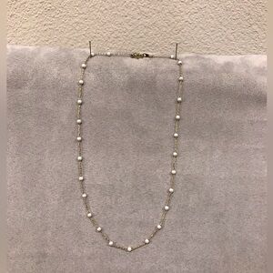Delicate Gold and White Pearl Necklace